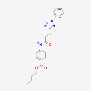 molecular formula C21H22N4O3S B328015 butyl 4-({[(1-phenyl-1H-1,2,4-triazol-3-yl)sulfanyl]acetyl}amino)benzoate 