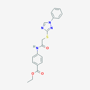 molecular formula C19H18N4O3S B328018 ethyl 4-({[(1-phenyl-1H-1,2,4-triazol-3-yl)sulfanyl]acetyl}amino)benzoate 