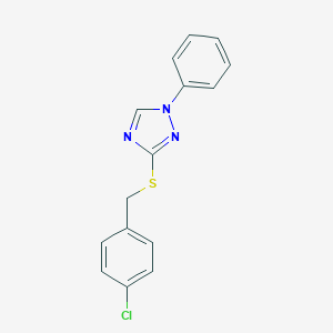 molecular formula C15H12ClN3S B328022 3-[(4-chlorobenzyl)sulfanyl]-1-phenyl-1H-1,2,4-triazole 