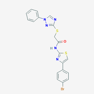 molecular formula C19H14BrN5OS2 B328024 N-[4-(4-bromophenyl)-1,3-thiazol-2-yl]-2-[(1-phenyl-1H-1,2,4-triazol-3-yl)sulfanyl]acetamide 