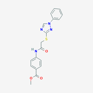 molecular formula C18H16N4O3S B328026 methyl 4-({[(1-phenyl-1H-1,2,4-triazol-3-yl)sulfanyl]acetyl}amino)benzoate 