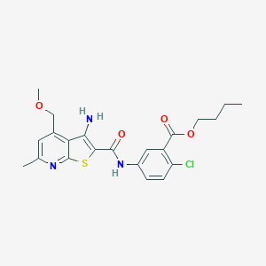 molecular formula C22H24ClN3O4S B328029 Butyl 5-({[3-amino-4-(methoxymethyl)-6-methylthieno[2,3-b]pyridin-2-yl]carbonyl}amino)-2-chlorobenzoate 
