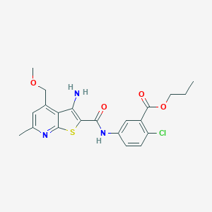 molecular formula C21H22ClN3O4S B328030 Propyl 5-({[3-amino-4-(methoxymethyl)-6-methylthieno[2,3-b]pyridin-2-yl]carbonyl}amino)-2-chlorobenzoate 