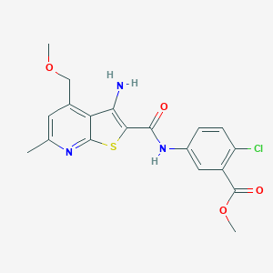 molecular formula C19H18ClN3O4S B328032 Methyl 5-({[3-amino-4-(methoxymethyl)-6-methylthieno[2,3-b]pyridin-2-yl]carbonyl}amino)-2-chlorobenzoate 