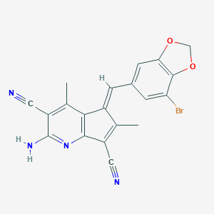 molecular formula C20H13BrN4O2 B328037 2-amino-5-[(7-bromo-1,3-benzodioxol-5-yl)methylene]-4,6-dimethyl-5H-cyclopenta[b]pyridine-3,7-dicarbonitrile 