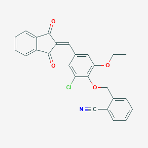 2-({2-chloro-4-[(1,3-dioxo-1,3-dihydro-2H-inden-2-ylidene)methyl]-6-ethoxyphenoxy}methyl)benzonitrile