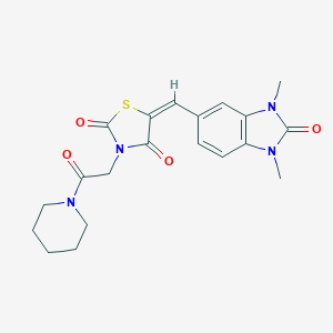 molecular formula C20H22N4O4S B328040 5-[(1,3-dimethyl-2-oxo-2,3-dihydro-1H-benzimidazol-5-yl)methylene]-3-[2-oxo-2-(1-piperidinyl)ethyl]-1,3-thiazolidine-2,4-dione 