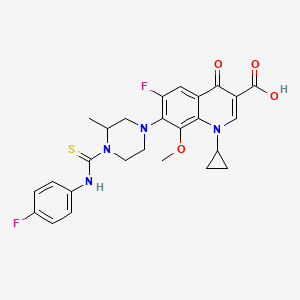 molecular formula C26H26F2N4O4S B3280405 1-Cyclopropyl-6-fluoro-7-[4-[(4-fluorophenyl)carbamothioyl]-3-methylpiperazin-1-yl]-8-methoxy-4-oxoquinoline-3-carboxylic acid CAS No. 714291-18-6