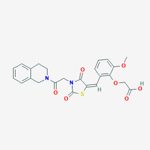 molecular formula C24H22N2O7S B328048 [2-({3-[2-(3,4-dihydro-2(1H)-isoquinolinyl)-2-oxoethyl]-2,4-dioxo-1,3-thiazolidin-5-ylidene}methyl)-6-methoxyphenoxy]acetic acid 