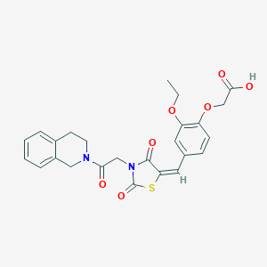 molecular formula C25H24N2O7S B328049 [4-({3-[2-(3,4-dihydro-2(1H)-isoquinolinyl)-2-oxoethyl]-2,4-dioxo-1,3-thiazolidin-5-ylidene}methyl)-2-ethoxyphenoxy]acetic acid 