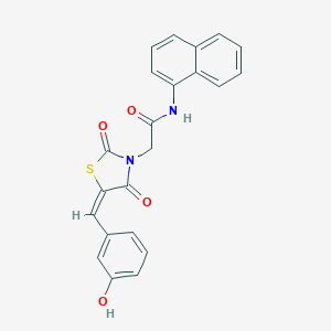 molecular formula C22H16N2O4S B328052 2-[(5E)-5-(3-hydroxybenzylidene)-2,4-dioxo-1,3-thiazolidin-3-yl]-N-(naphthalen-1-yl)acetamide 