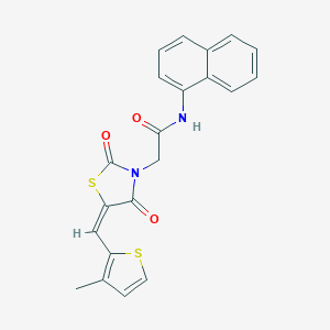 molecular formula C21H16N2O3S2 B328054 2-{5-[(3-methyl-2-thienyl)methylene]-2,4-dioxo-1,3-thiazolidin-3-yl}-N-(1-naphthyl)acetamide 