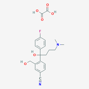 molecular formula C22H25FN2O6 B3280554 4-(4-(Dimethylamino)-1-(4-fluorophenyl)-1-hydroxybutyl)-3-(hydroxymethyl)benzonitrile oxalate CAS No. 717133-32-9
