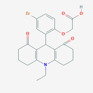 molecular formula C23H24BrNO5 B328060 [4-Bromo-2-(10-ethyl-1,8-dioxo-1,2,3,4,5,6,7,8,9,10-decahydro-9-acridinyl)phenoxy]acetic acid 