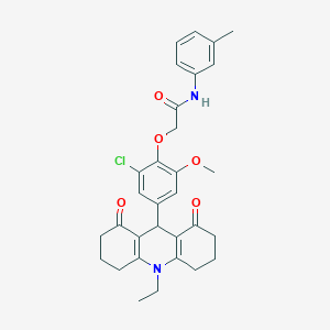 2-[2-chloro-4-(10-ethyl-1,8-dioxo-1,2,3,4,5,6,7,8,9,10-decahydro-9-acridinyl)-6-methoxyphenoxy]-N-(3-methylphenyl)acetamide