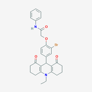 molecular formula C29H29BrN2O4 B328064 2-[2-bromo-4-(10-ethyl-1,8-dioxo-1,2,3,4,5,6,7,8,9,10-decahydro-9-acridinyl)phenoxy]-N-phenylacetamide 