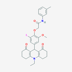 molecular formula C31H33IN2O5 B328066 2-[4-(10-ethyl-1,8-dioxo-1,2,3,4,5,6,7,8,9,10-decahydro-9-acridinyl)-2-iodo-6-methoxyphenoxy]-N-(3-methylphenyl)acetamide 