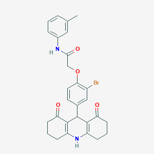 molecular formula C28H27BrN2O4 B328080 2-[2-bromo-4-(1,8-dioxo-1,2,3,4,5,6,7,8,9,10-decahydro-9-acridinyl)phenoxy]-N-(3-methylphenyl)acetamide 