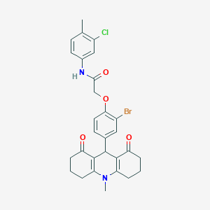 molecular formula C29H28BrClN2O4 B328090 2-[2-bromo-4-(10-methyl-1,8-dioxo-1,2,3,4,5,6,7,8,9,10-decahydro-9-acridinyl)phenoxy]-N-(3-chloro-4-methylphenyl)acetamide 