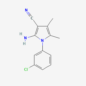 molecular formula C13H12ClN3 B3280980 2-amino-1-(3-chlorophenyl)-4,5-dimethyl-1H-pyrrole-3-carbonitrile CAS No. 72578-54-2