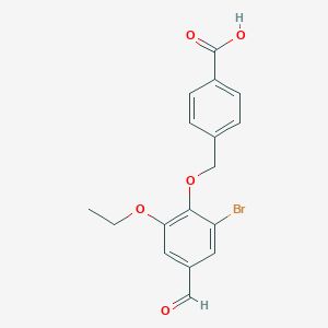 molecular formula C17H15BrO5 B328103 4-[(2-Bromo-6-ethoxy-4-formylphenoxy)methyl]benzoic acid 