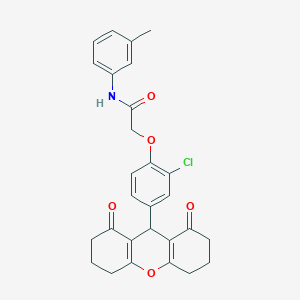 molecular formula C28H26ClNO5 B328111 2-[2-chloro-4-(1,8-dioxo-2,3,4,5,6,7,8,9-octahydro-1H-xanthen-9-yl)phenoxy]-N-(3-methylphenyl)acetamide 