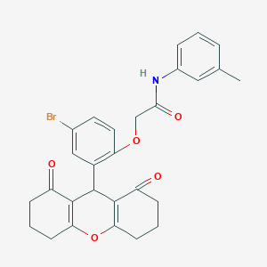 molecular formula C28H26BrNO5 B328113 2-[4-bromo-2-(1,8-dioxo-2,3,4,5,6,7,8,9-octahydro-1H-xanthen-9-yl)phenoxy]-N-(3-methylphenyl)acetamide 