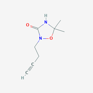 molecular formula C8H12N2O2 B3281141 2-(But-3-YN-1-YL)-5,5-dimethyl-1,2,4-oxadiazolidin-3-one CAS No. 728948-80-9