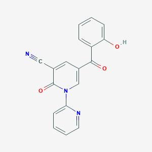 molecular formula C18H11N3O3 B3281199 5-(2-Hydroxybenzoyl)-2-oxo-1-(pyridin-2-yl)-1,2-dihydropyridine-3-carbonitrile CAS No. 730951-47-0