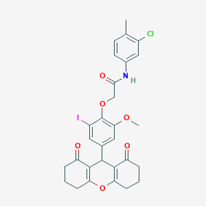 N-(3-chloro-4-methylphenyl)-2-[4-(1,8-dioxo-2,3,4,5,6,7,8,9-octahydro-1H-xanthen-9-yl)-2-iodo-6-methoxyphenoxy]acetamide