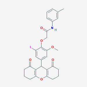 molecular formula C29H28INO6 B328122 2-[4-(1,8-dioxo-2,3,4,5,6,7,8,9-octahydro-1H-xanthen-9-yl)-2-iodo-6-methoxyphenoxy]-N-(3-methylphenyl)acetamide 