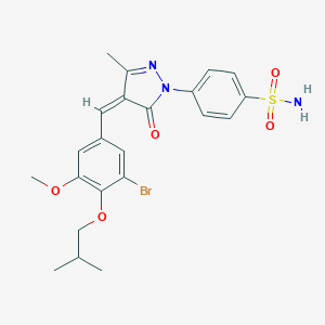 molecular formula C22H24BrN3O5S B328125 4-[4-(3-bromo-4-isobutoxy-5-methoxybenzylidene)-3-methyl-5-oxo-4,5-dihydro-1H-pyrazol-1-yl]benzenesulfonamide 