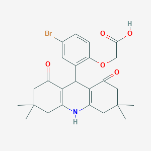 molecular formula C25H28BrNO5 B328127 [4-Bromo-2-(3,3,6,6-tetramethyl-1,8-dioxo-1,2,3,4,5,6,7,8,9,10-decahydro-9-acridinyl)phenoxy]acetic acid 