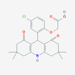molecular formula C25H28ClNO5 B328130 [4-Chloro-2-(3,3,6,6-tetramethyl-1,8-dioxo-1,2,3,4,5,6,7,8,9,10-decahydro-9-acridinyl)phenoxy]acetic acid 