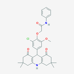 molecular formula C32H35ClN2O5 B328131 2-[2-chloro-6-methoxy-4-(3,3,6,6-tetramethyl-1,8-dioxo-1,2,3,4,5,6,7,8,9,10-decahydro-9-acridinyl)phenoxy]-N-phenylacetamide 