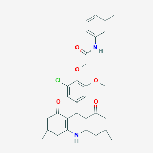 molecular formula C33H37ClN2O5 B328133 2-[2-chloro-6-methoxy-4-(3,3,6,6-tetramethyl-1,8-dioxo-1,2,3,4,5,6,7,8,9,10-decahydro-9-acridinyl)phenoxy]-N-(3-methylphenyl)acetamide 