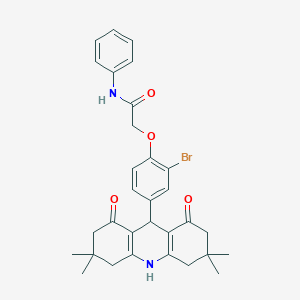 molecular formula C31H33BrN2O4 B328134 2-[2-bromo-4-(3,3,6,6-tetramethyl-1,8-dioxo-1,2,3,4,5,6,7,8,9,10-decahydro-9-acridinyl)phenoxy]-N-phenylacetamide 
