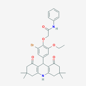 2-[2-bromo-6-ethoxy-4-(3,3,6,6-tetramethyl-1,8-dioxo-1,2,3,4,5,6,7,8,9,10-decahydro-9-acridinyl)phenoxy]-N-phenylacetamide