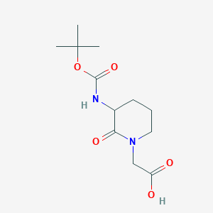molecular formula C12H20N2O5 B3281375 (3-[(Tert-butoxycarbonyl)amino]-2-oxopiperidin-1-YL)acetic acid CAS No. 733049-29-1