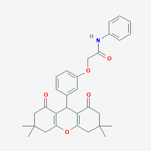 molecular formula C31H33NO5 B328153 N-phenyl-2-[3-(3,3,6,6-tetramethyl-1,8-dioxo-2,3,4,5,6,7,8,9-octahydro-1H-xanthen-9-yl)phenoxy]acetamide 