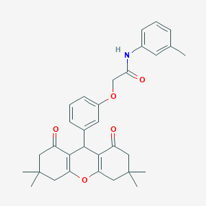 molecular formula C32H35NO5 B328155 N-(3-methylphenyl)-2-[3-(3,3,6,6-tetramethyl-1,8-dioxo-2,3,4,5,6,7,8,9-octahydro-1H-xanthen-9-yl)phenoxy]acetamide 