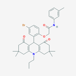 molecular formula C35H41BrN2O4 B328156 2-[4-bromo-2-(3,3,6,6-tetramethyl-1,8-dioxo-10-propyl-1,2,3,4,5,6,7,8,9,10-decahydro-9-acridinyl)phenoxy]-N-(3-methylphenyl)acetamide 