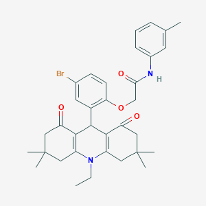 molecular formula C34H39BrN2O4 B328159 2-[4-bromo-2-(10-ethyl-3,3,6,6-tetramethyl-1,8-dioxo-1,2,3,4,5,6,7,8,9,10-decahydro-9-acridinyl)phenoxy]-N-(3-methylphenyl)acetamide 