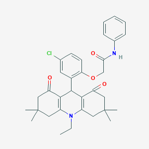 molecular formula C33H37ClN2O4 B328160 2-[4-chloro-2-(10-ethyl-3,3,6,6-tetramethyl-1,8-dioxo-1,2,3,4,5,6,7,8,9,10-decahydro-9-acridinyl)phenoxy]-N-phenylacetamide 