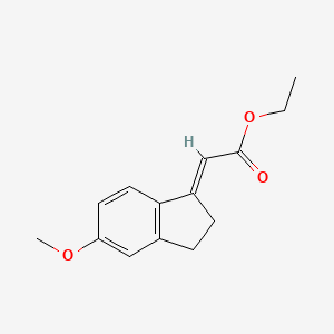 molecular formula C14H16O3 B3281606 5-Methoxyindan-1-ylideneacetic acid ethyl ester CAS No. 73809-30-0