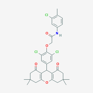 N-(3-chloro-4-methylphenyl)-2-[2,6-dichloro-4-(3,3,6,6-tetramethyl-1,8-dioxo-2,3,4,5,6,7,8,9-octahydro-1H-xanthen-9-yl)phenoxy]acetamide