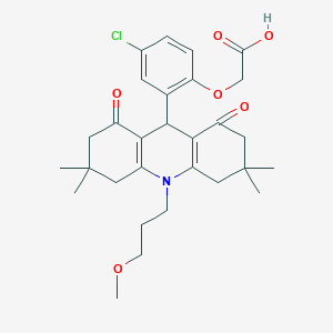 molecular formula C29H36ClNO6 B328164 2-[4-chloro-2-[10-(3-methoxypropyl)-3,3,6,6-tetramethyl-1,8-dioxo-4,5,7,9-tetrahydro-2H-acridin-9-yl]phenoxy]acetic acid 
