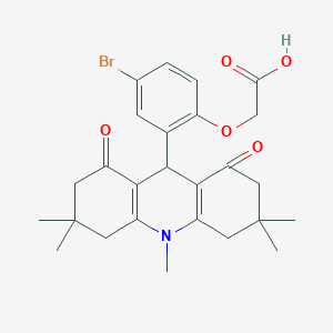 molecular formula C26H30BrNO5 B328165 [4-Bromo-2-(3,3,6,6,10-pentamethyl-1,8-dioxo-1,2,3,4,5,6,7,8,9,10-decahydro-9-acridinyl)phenoxy]acetic acid 