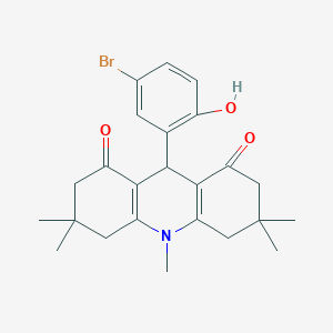 molecular formula C24H28BrNO3 B328166 9-(5-bromo-2-hydroxyphenyl)-3,3,6,6,10-pentamethyl-3,4,6,7,9,10-hexahydroacridine-1,8(2H,5H)-dione 