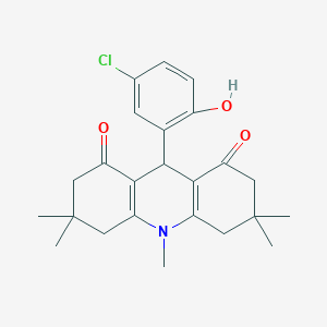 molecular formula C24H28ClNO3 B328169 9-(5-chloro-2-hydroxyphenyl)-3,3,6,6,10-pentamethyl-3,4,6,7,9,10-hexahydro-1,8(2H,5H)-acridinedione 